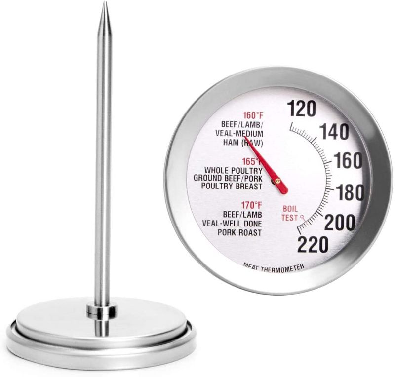 Photo 1 of defull Meat Thermometer Extra Large Dial 2.8'' Meat & Poultry Thermometer Stainless Steel Safe Waterproof Classic Design BBQ Poultry Probe Cooking Thermometer for Household Cooking Turkey Pork Beef
