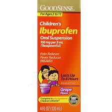 Photo 1 of Good Sense Children's Ibuprofen Pain Reliever/Fever Reducer Oral Suspension, Grape exp- 07/2022 ( 2 pack ) 