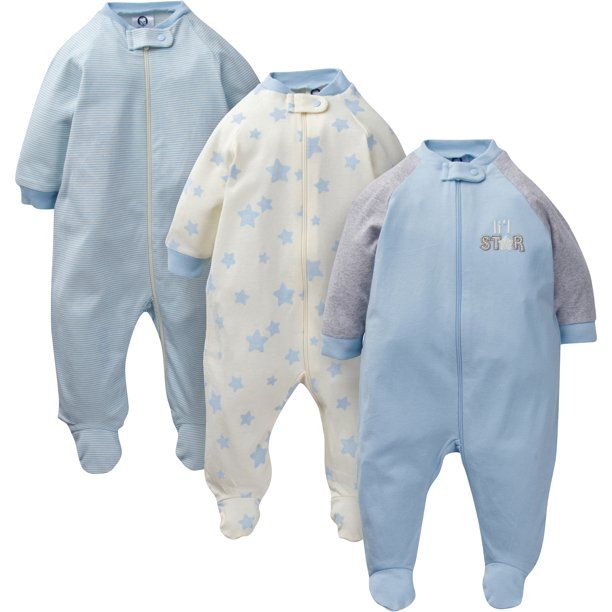 Photo 1 of  Gerber Baby Boy Organic Cotton Zip-up Sleep 'N Play Pajamas, 3-Pack size 3-6 month ( one has a small hole ) 