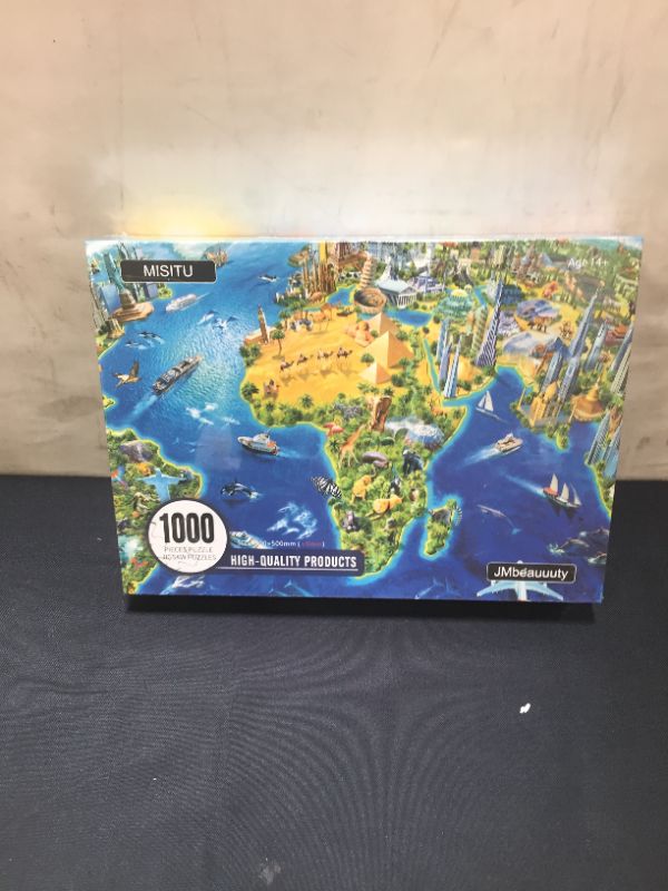 Photo 1 of 1000 Pieces Jigsaw Puzzles for Adults Teens World Map Challenging Difficut Puzzles Game Family Toys Gifts for Home Decor 27.5 x 19.7 Inch