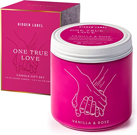 Photo 1 of Hidden Label Scented Candles, Soy Aromatherapy Candle Set Vanilla Rose 12oz 50hrs One True Love Collection, Candles Gifts for Women Valentines Day Birthday Anniversary
