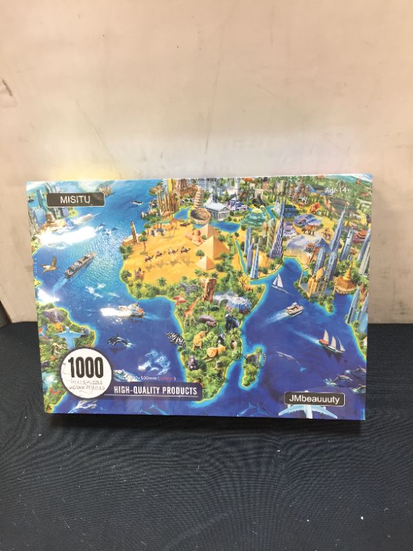 Photo 2 of 1000 Pieces Jigsaw Puzzles for Adults Teens World Map Challenging Difficult Puzzles Game Family Toys Gifts for Home Decor 27.5 x 19.7 Inch