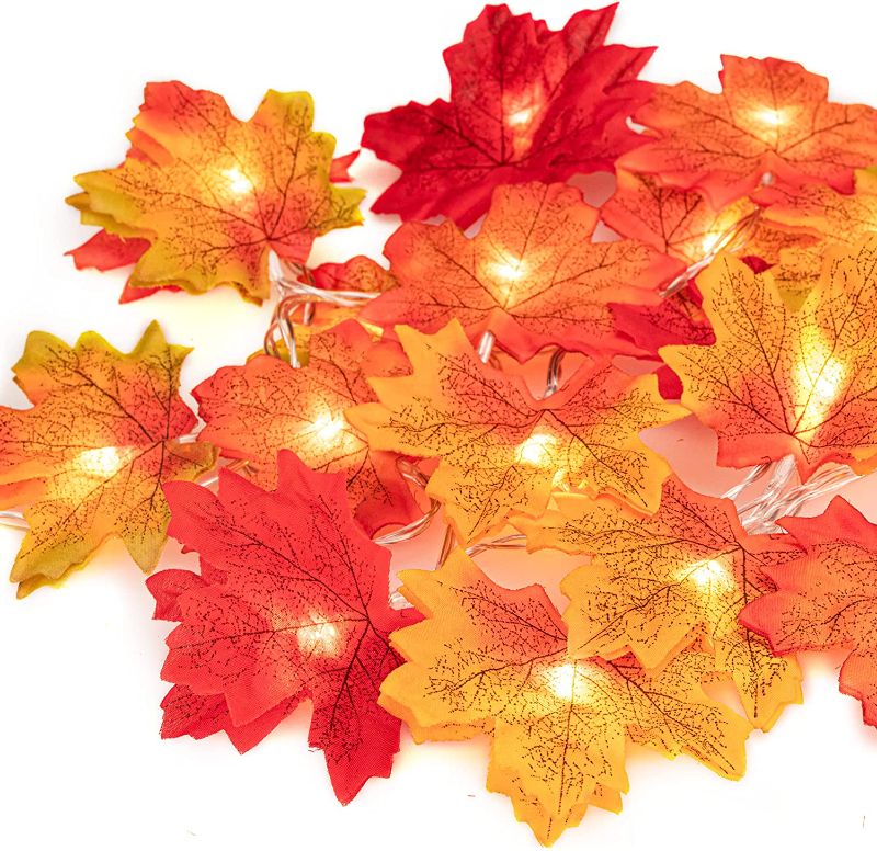 Photo 1 of 2 PACK - UNEEDE Fall Decor Maple Leaves String Light, Waterproof Thanksgiving Decorations Fall Seasonal Lights 3AA Battery Powered Lighted Garland for Holiday Party Indoor Outdoor Halloween Thanksgiving Decor