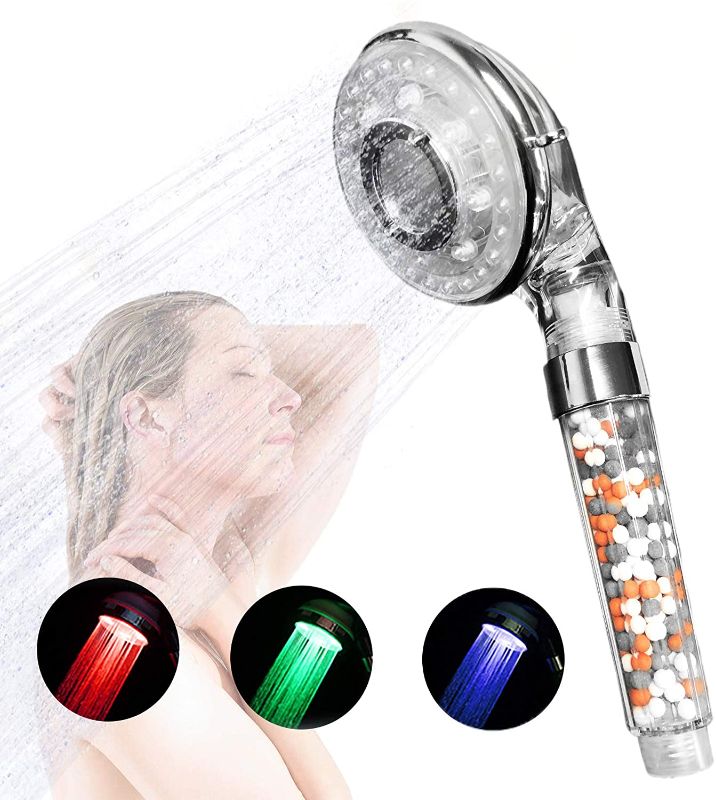 Photo 1 of 2 PACK - TOUZUTY LED Light Shower Head Filter Color Changes with Water Temperature Many Spray Setting High Output Hard Water Softener Shower Head Provide Hydrotherapy for Dry Hair and Skin Spa