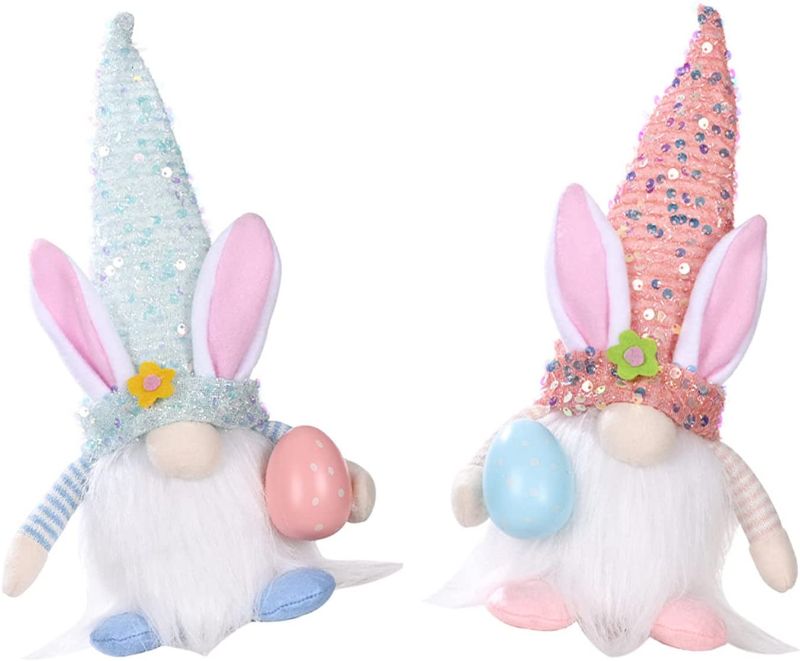 Photo 1 of 2PCS Easter Gnome Bunny Plush Decorations - Easter Faceless Bunny Plush Doll with Easter Egg,Illuminated Easter Home Decorations Ornaments Gifts for Women/Men/Kids