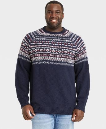 Photo 1 of Men's Standard Fit Crewneck Jacquard Pullover Sweater - Goodfellow & Co™ SIZE XL
