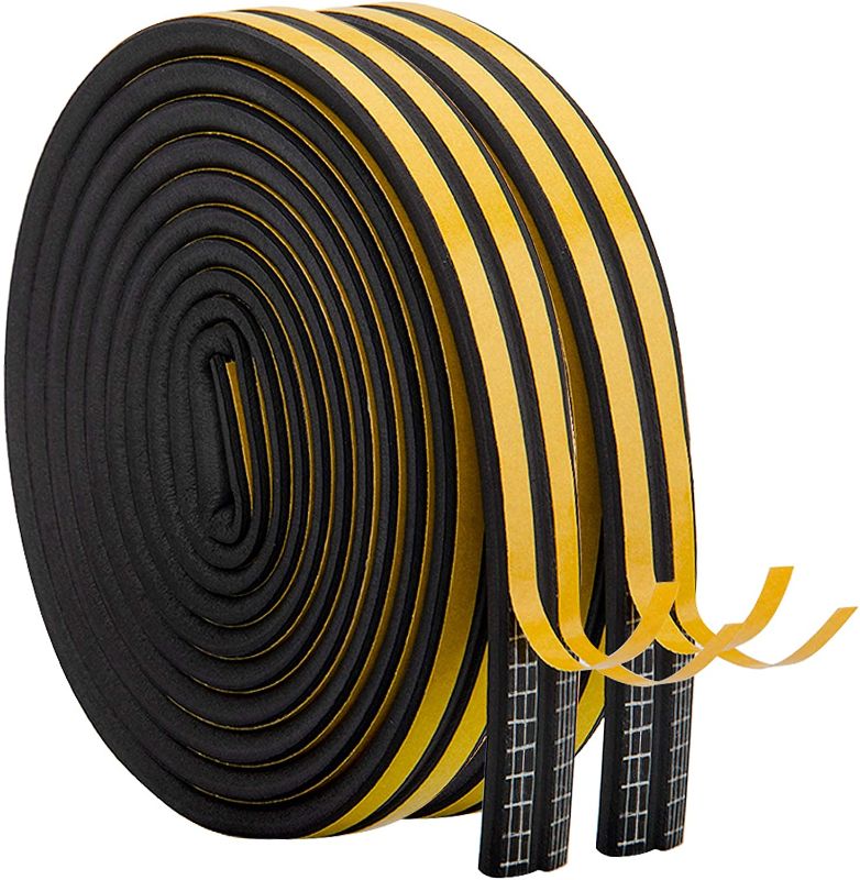 Photo 1 of 33Feet Long Weather Stripping for Door,Insulation Weatherproof Doors and Windows Seal Strip,Collision Avoidance Rubber Self-Adhesive Weatherstrip,2 Rolls(Black)