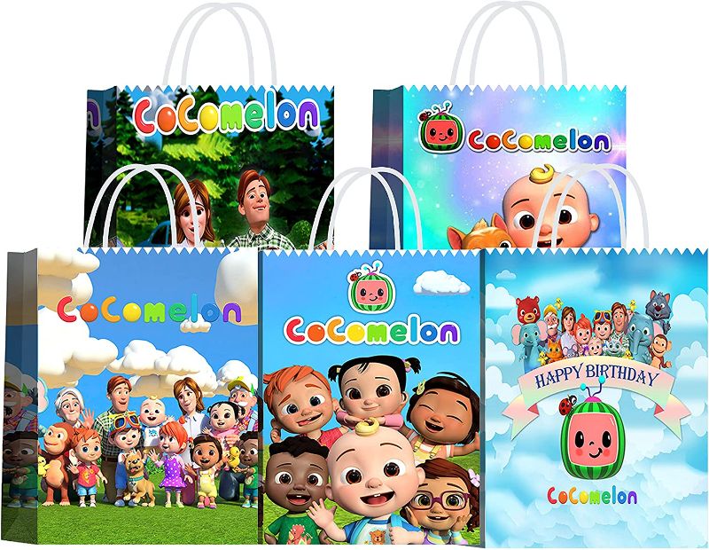 Photo 1 of 18 Pack Party Gift Bags for Coco-melon Party Supplies,Candy Bags Goodie Bags Paper Tote Bags Party Favor Bags for Kids Birthday Party Supplies Decorations-
STOCK PHOTO MAY VARY