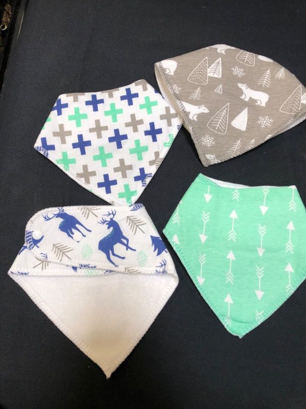 Photo 1 of Baby Bandana Drool Bibs for Drooling- Soft Set of 4 Cloth Bandana Bibs for Any Baby Girl or Boy, Cute Registry Ideas for Baby Shower Gifts