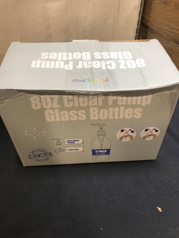 Photo 2 of 8 oz clear pump glass bottles 