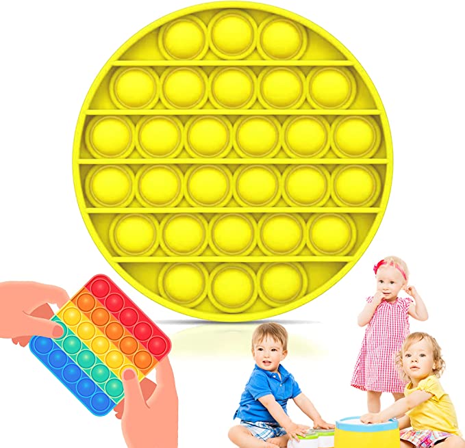 Photo 1 of HEADMALL Pop Bubble Fidget Toy for Adults Stress Relief, Bubble Popping Sensory Toy for Kids Training?with CPC Certification Warranty for One Year Replacement (Round/Yellow-1Pcs)
