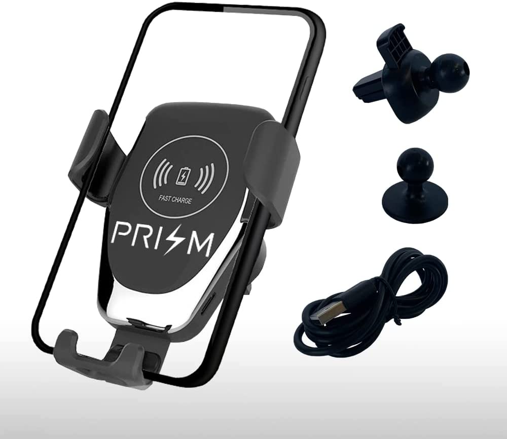 Photo 2 of Prism 10W/7.5W/5W Wireless Car Charger Vent Mount, Air Vent Phone Holder, Fast Charging Auto Clamping Vent Mount; For iPhone 13/13 Pro/13 Mini/12/11/XR/X/XS/8, Samsung S21/S20/S10/S9/S8
