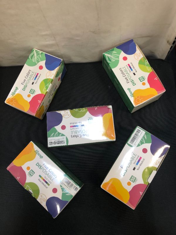 Photo 1 of  HIWUP Colored Disposable Face Masks 50 Pack, PFE 99% Face Mask Suitable For Adults And Teens 5 PACK of 50PCS EACH 