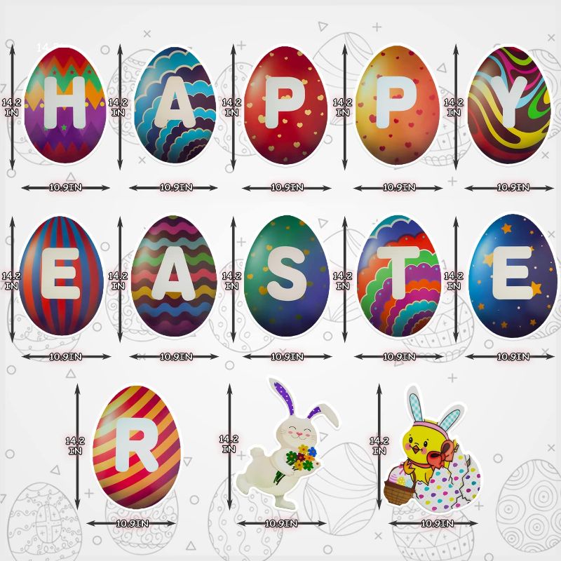 Photo 1 of  2 PACK Wmfczzbf 13 PCS Easter Yard Decorations Large Yard Signs, Happy Easter Yard Sign with Stakes Outdoor Decor, Easter Bunny, Easter Chick, and Happy Easter Letters for Home Lawn Party Supplies
