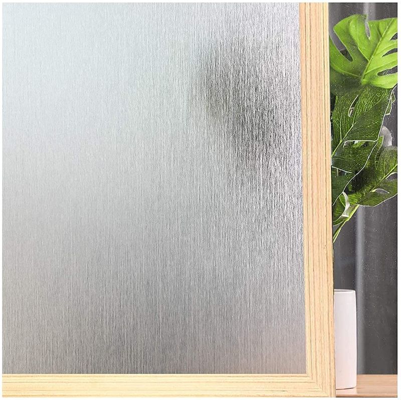 Photo 4 of  3 PACK Privacy Window Film No Glue Frosted Glass Sticker Sun UV Blocking Static Clings Non Adhesive Decorative Window Covering for Home Office (11.8 x 39.3 Inches, Silver Silk)
