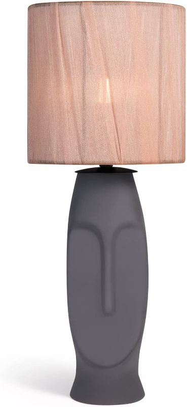 Photo 1 of FLORNIA Modern Bedside Lamp with Handmade Shade, Industrial Unique Table Lamp, Nightstand Desk Lamp with and Glass Base for Bedroom, Living Room, Office Study, Decoration (Include Bulb A19)
