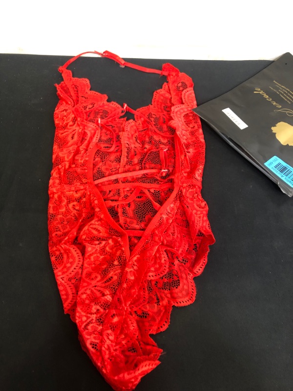 Photo 2 of WOMEN' RED LACE BABYDOLL SIZE S/M 