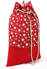 Photo 1 of  THOUSMOON Christmas Drawstring Bag Santa Claus Red Reindeer Express Delivery Gift Bag Xmas Gifts, Large Size 19.5 x 27.5 Inches (Red Plaid)
