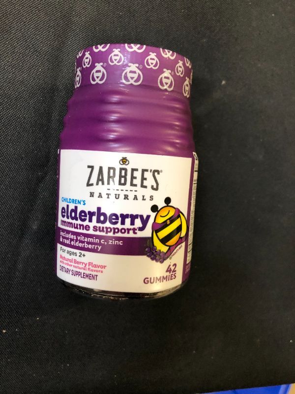 Photo 2 of Zarbee'S Elderberry Gummies For Kids, Immune Support With Vit C & Zinc, Daily Childrens Vitamins Gummy, Natural Berry Flavor, 42 Count Exp--05-2022

