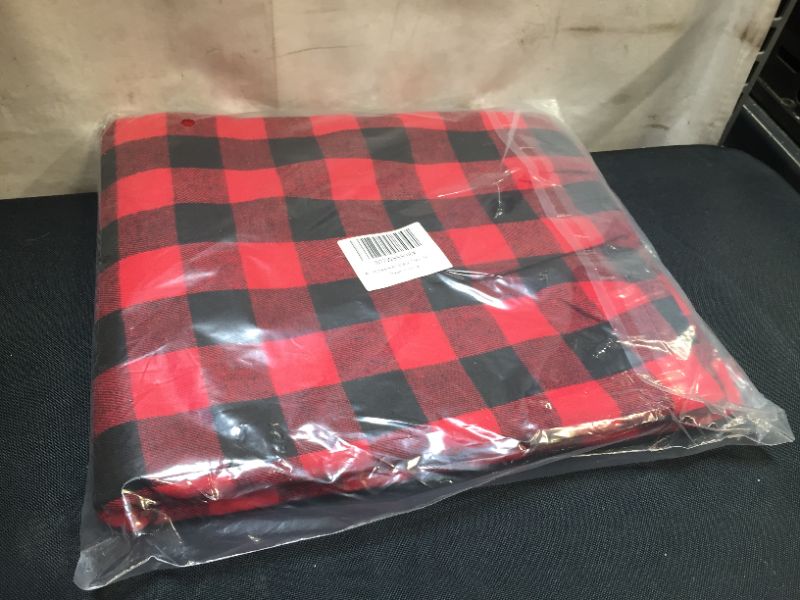 Photo 2 of 48 Inches Christmas Tree Skirt Red and Black Plaid Buffalo Check Double Layers Skirts for Christmas Decorations Indoor Outdoor, Xmas Party Holiday Ornaments (48 Inches)
