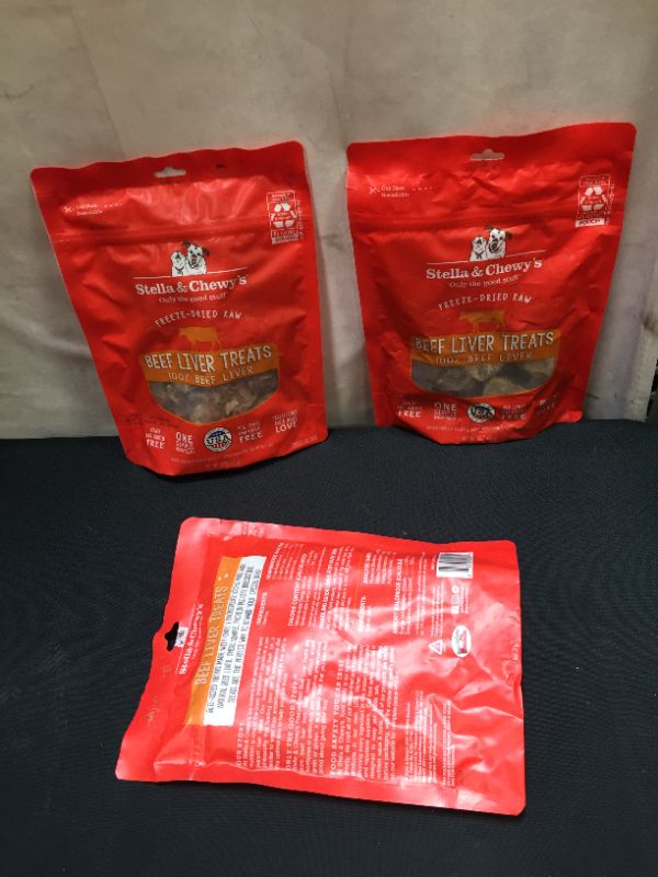 Photo 3 of 3 Packs Stella & Chewy's Freeze-Dried Raw Beef Liver Treats 3 oz bag Exp---Jul-04-2022
