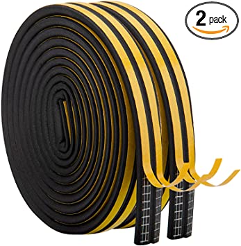 Photo 1 of 33Feet Long Weather Stripping for Door,Insulation Weatherproof Doors and Windows Seal Strip,Collision Avoidance Rubber Self-Adhesive Weatherstrip,2 Rolls(Black)