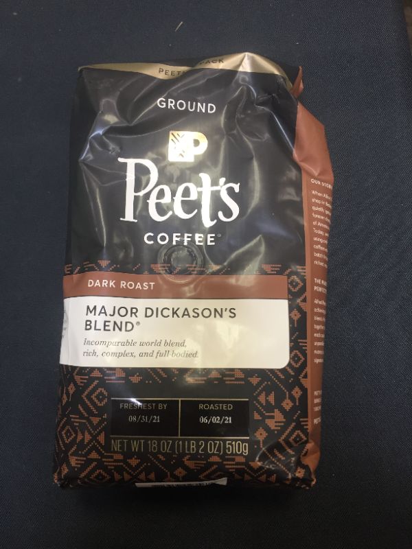Photo 1 of Peet's Coffee, Dark Roast Ground Coffee - Major Dickason's Blend 18 Ounce Bag, Packaging May Vary
EXP 06/02/21