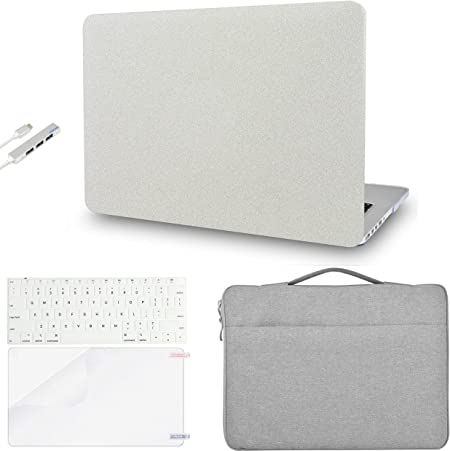 Photo 1 of KECC Compatible with MacBook Pro 13 inch Case 2020 2021 2022 Touch Bar A2338 M1 A2289 A2251 Plastic Hard Shell + Keyboard Cover + Sleeve Bag + Screen Protector + USB (Pearl White Sparkling)
