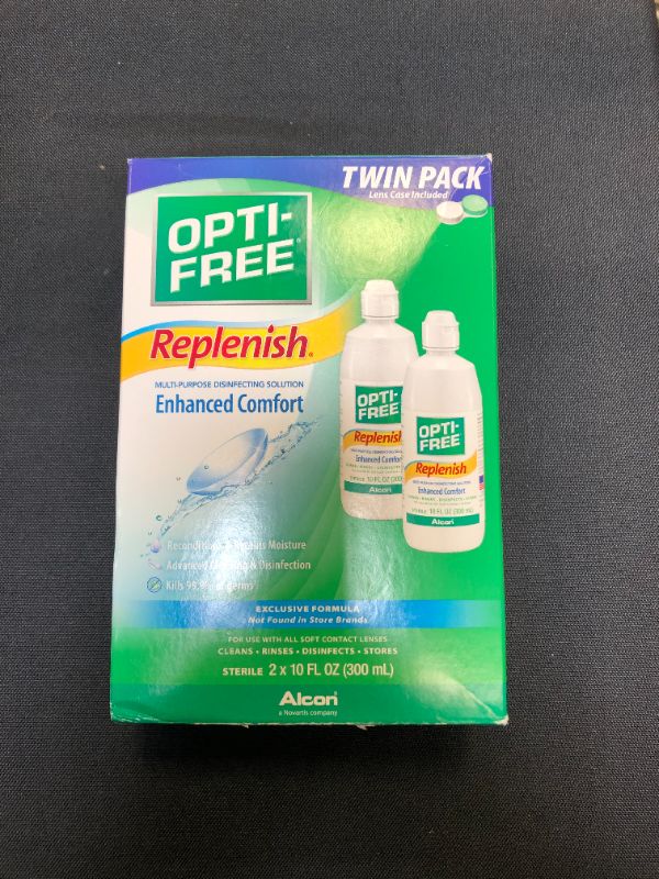 Photo 1 of Opti-Free Replenish Multi-Purpose Disinfecting Solution with Lens Case, Twin Pack, 10-Fluid Ounces Each
EXP 10/31/2022
