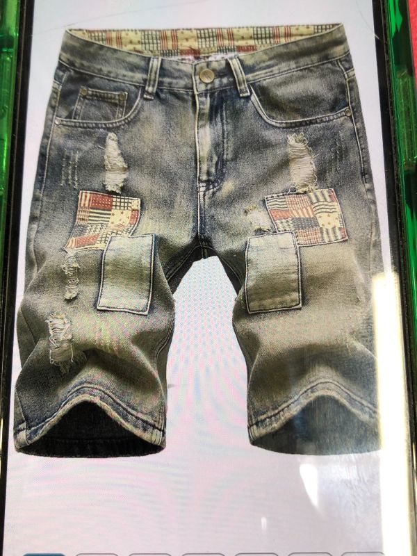 Photo 1 of NITAGUT MENS FASHION RIPPED REGULAR FIT SHORT JEANS CASUAL DENIM SHORTS
SIZE 32 
