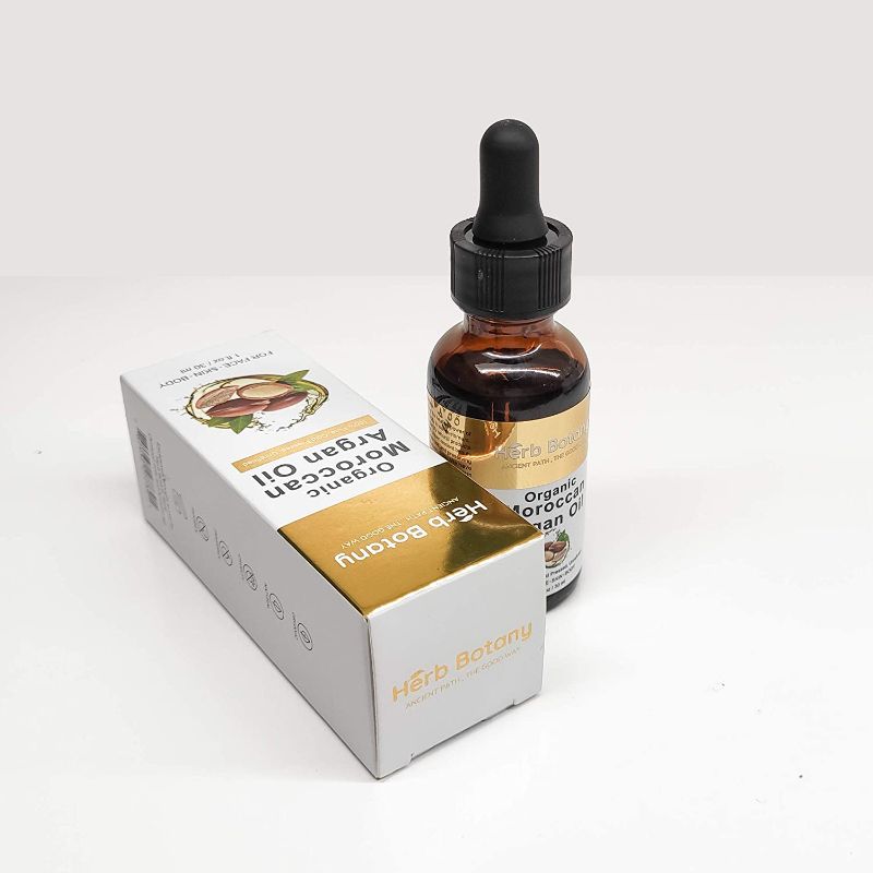Photo 1 of Herb Botany Organic Moroccan Argan Oil (1 Fl Oz / 30 ml) 100% Pure Cold Pressed Unfiltered Premium Moisturizer Treatment for Dry Hair, Face, Skin, Body, Scalp, Foot & Nails
