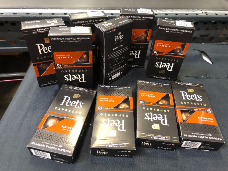 Photo 1 of Peet's Coffee Espresso Capsules Ristretto, Intensity 10, 10 Count Single Cup Coffee Pods Compatible with Nespresso Original Brewers BB 06/02/2022