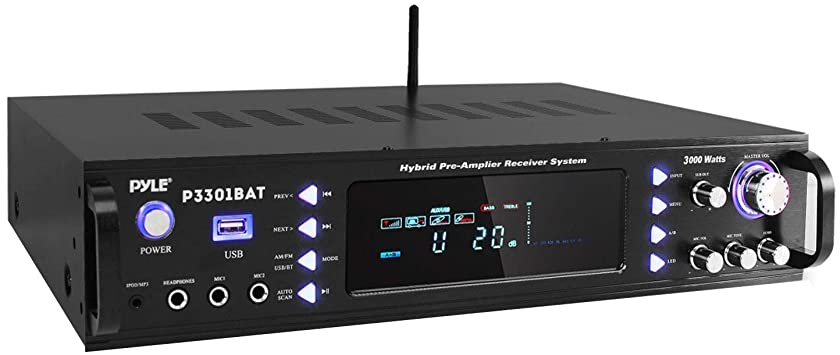 Photo 1 of Wireless Bluetooth Home Stereo Amplifier - Hybrid Multi-Channel 3000 Watt Power Amplifier Home Audio Receiver System w/ AM/FM Radio, MP3/USB,AUX,RCA Karaoke Mic in - Rack Mount, Remote - P3301BAT
