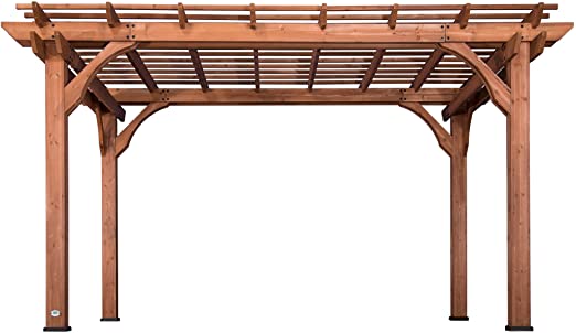 Photo 1 of Backyard Discovery 14 ft. x 10 ft. All Cedar Wooden Traditional Pergola with Multi-Level Trellis Roof and 5-1/2 Inch Cedar Posts
