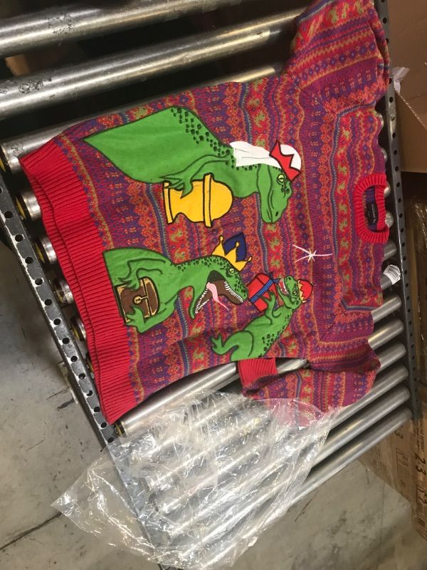 Photo 2 of Blizzard Bay Men's Ugly Christmas Sweater Dinosaur XLARGE