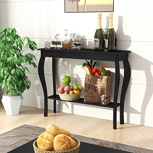 Photo 1 of ChooChoo Narrow Console Table, Chic Accent Sofa Table, Entryway Table, Black
