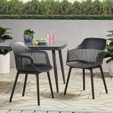 Photo 1 of Dahlia Black Plastic Outdoor Dining Chair (2-Pack)
