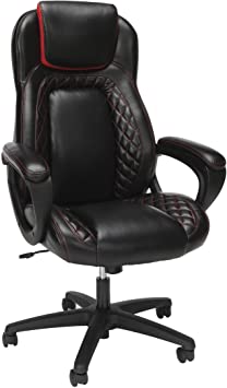Photo 1 of OFM Essentials Collection Racing Style SofThread Leather High Back Office Chair, in Red

