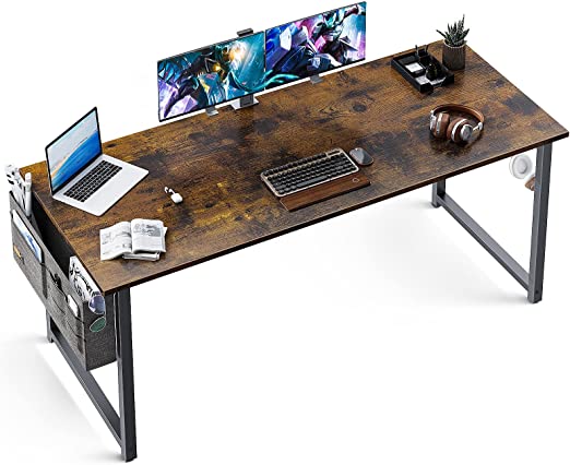 Photo 1 of ODK 63 inch Super Large Computer Writing Desk Gaming Sturdy Home Office Desk, Work Desk with A Storage Bag and Headphone Hook, Vintage
