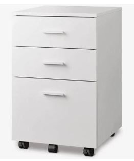 Photo 1 of DEVAISE 3 Drawer Wood Mobile 16.2 Inch W x 15.7 D x 25.8 H, WHITE