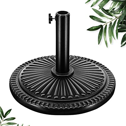 Photo 1 of FRUITEAM 22-lbs Patio Umbrella Base 15" Round Table Umbrella Base Stand, Weather-Resistant Outdoor Market Umbrella Stand Holder for Yard/Garden/Deck Porch (Black)