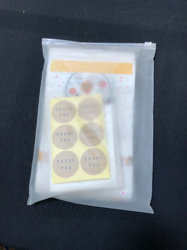 Photo 2 of 250Pcs Treat Bags Set, 50Pcs Animal Mix Styles Drawstring Gift Bags, 100Pcs Self Adhesive Cookie Bags Cellophane Treat Bags with Thank You Labels for Party Gift Giving Bakery Candy Cookie Chocolate
