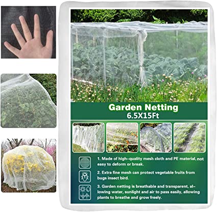 Photo 1 of Garden Netting Mesh Net- 6.5'x15' Mosquito Net Plant Covers, Row Covers Bird Netting Barrier Protect Vegetables Plant Fruits Anti Birds, Garden Covers for Raised Beds
