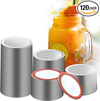 Photo 1 of 120 PCS Regular Mouth Canning Lids for Ball Mason Jars, 70MM Mason Jar Canning Lids Canning Flats Leak Proof, Reusable and Secure Canning Jar Caps with Silicone Seals, Silver
