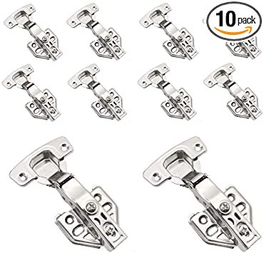 Photo 1 of 10PCS Cabinet Door Hinges, Hydraulic and Spring Damping Concealed Door Hinges for Cupboard Wardrobe with Mounting Screws
