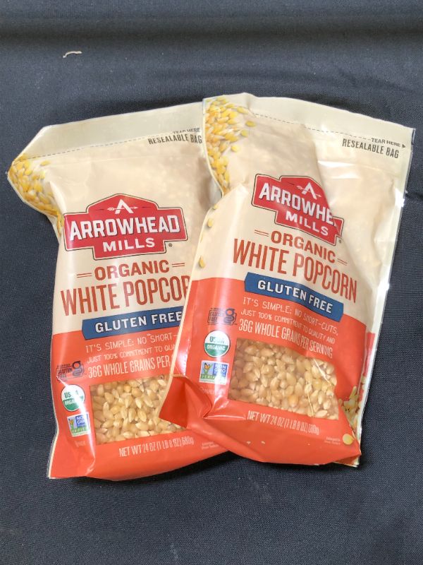 Photo 1 of Arrowhead Mills Organic White Popcorn,GLUTEN FREE 24 oz. Bag 2 PCK
EXP JAN 2022