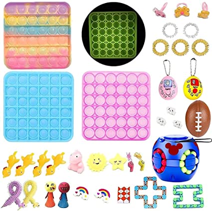 Photo 1 of FULE 31Pcs pop it Fidget Toys,Relieves Stress and Anxiety Sensory Set Perfect for Classroom Reward Birthday Party Gift (Rainbow)
