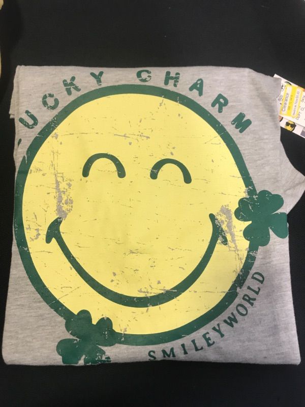 Photo 2 of Smiley Lucky Charm Gray T Shirt Men's Women's Size S/M