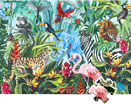 Photo 1 of HXMARS Animals Jigsaw Puzzles 500-Pieces: Forest Paradise Jigsaw Puzzles for Adults Kids, Animal Nature Jigsaw Puzzles - Unique Cut Pieces, Home Decoration
