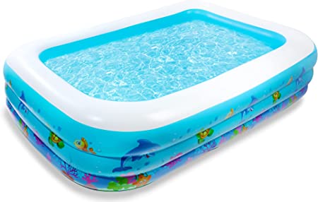 Photo 1 of Dedilion Inflatable Pools, 180 x 140 x 60CM Kids Pool, Kiddie Blow up Pool for Kids, Adults, Baby, Children, Swimming Pool Above Ground, Garden, Backyard
